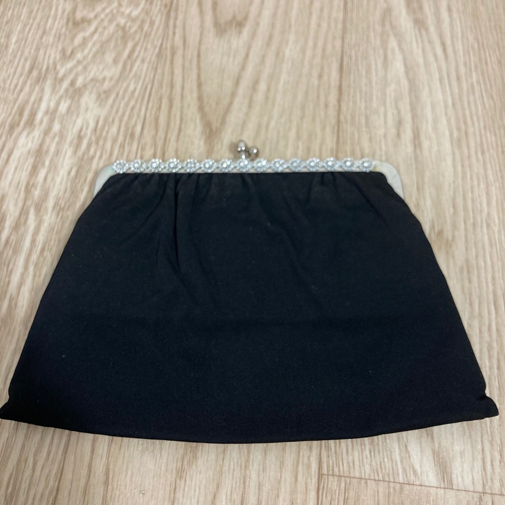 Unbranded Evening Clutch Women Small Black Excellent Rhinestone Kiss Lock Frame